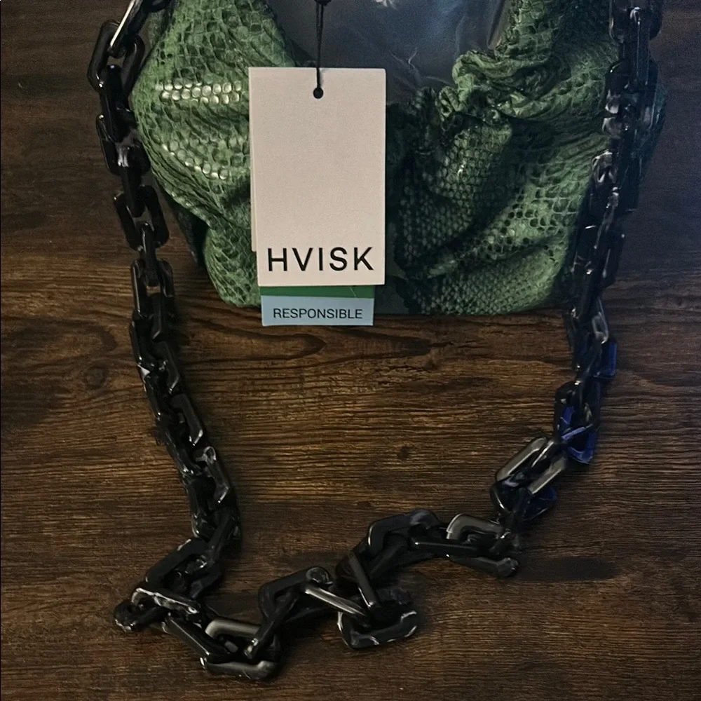 Hvisk Deep Green Snakeskin Shoulder Bag with Circular Handle - Picture 4 of 5